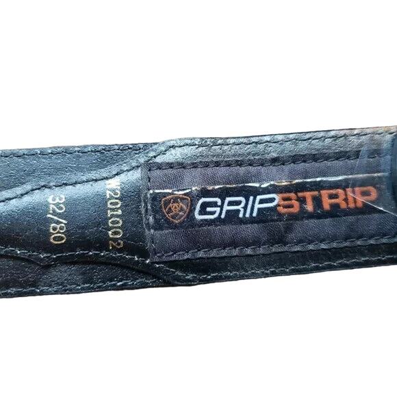 Ariat Brown Black Western Leather Belt Braided Two Tone 32 Silver Tooled Buckle - Picture 10 of 13